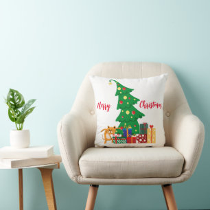 Coussin Meowy Christmas, Naughty Chat, Drôle, Humour