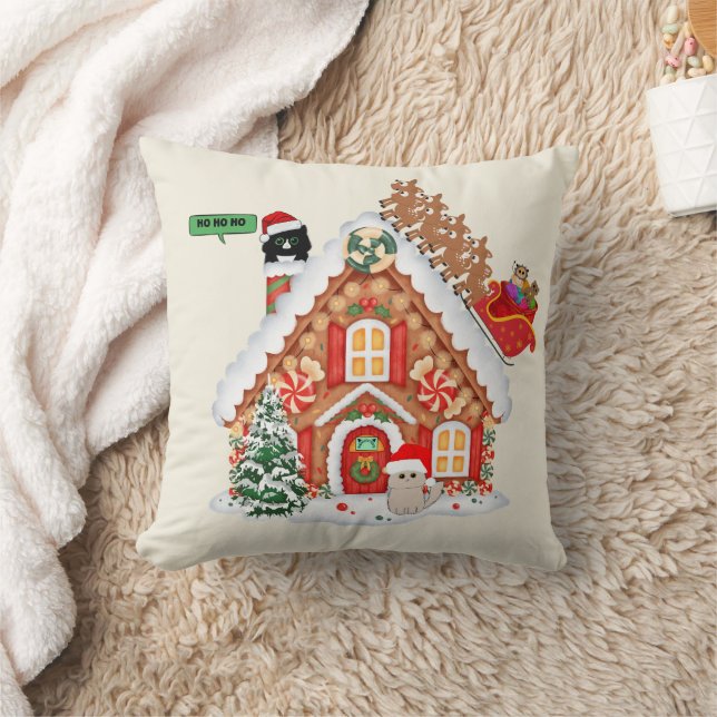 Coussin Meowy Visite de Noël de Père Noël Chat et amis (Couverture)
