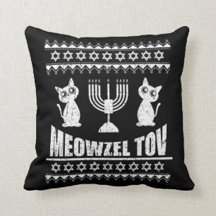 Coussin Meowzel Tov Chanukah Propriétaire de chats juifs 