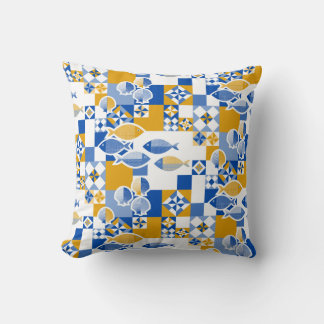 Coussin Mer et tuiles
