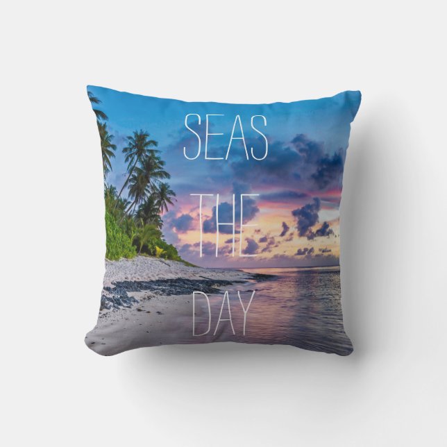 Coussin Mer Le Jour Plage Tropicale (Recto)