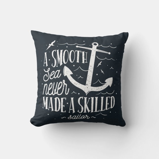 Coussin Mer lisse jamais fait un marin compétent - Nautiqu (Recto)