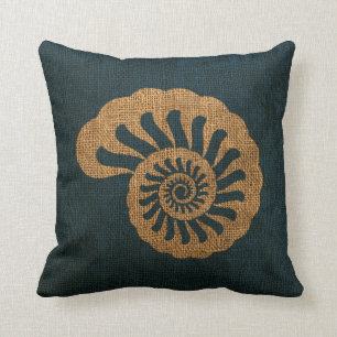 Coussin Mer Shell de Nautilus dans le bleu profond