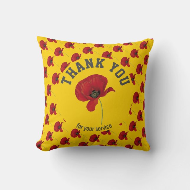 Coussin Merci de souvenir POPPY personnalisé JAUNE (Recto)
