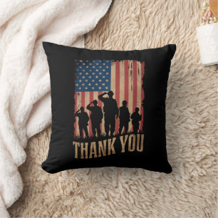 Coussin Merci Drapeau Américain de la Fête des Vétérans Vi