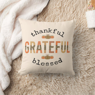 Coussin Merci Grateful Blessé mignon automne Thanksgiving