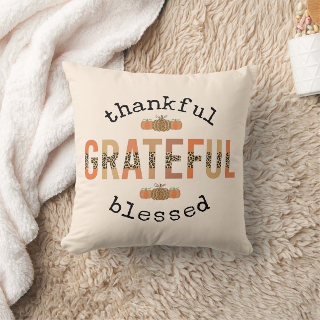 Coussin Merci Grateful Blessé mignon automne Thanksgiving (Couverture)