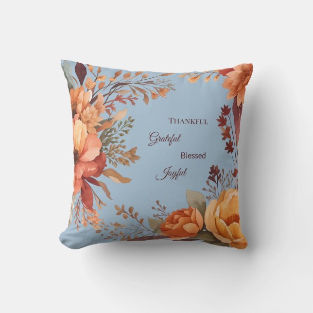 Coussin Merci Grategul Béni Floral Thanksgiving (Recto)