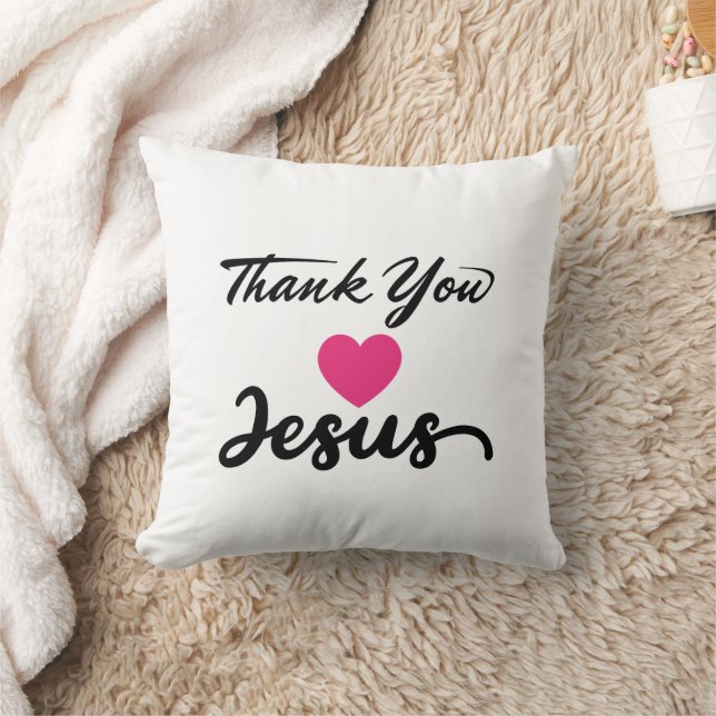 Coussin Merci Jésus | Coeur de foi chrétienne moderne (Couverture)