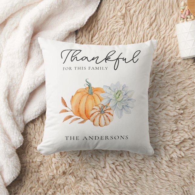 Coussin Merci pour cette famille Thanksgiving Citrouille C (Couverture)