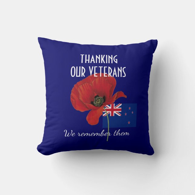 Coussin MERCI VÉTÉRANS Nouvelle-Zélande Populaire (Recto)