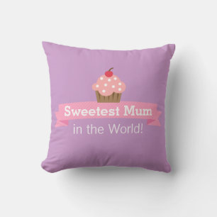 Coussin Mère douce, petit gâteau rose, pour la maman