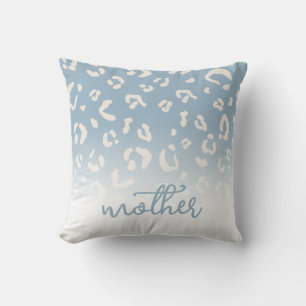 Coussin Mère personnalisée avec motif léopard bleu et écri