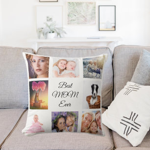 Coussin Mère photo collage blanc