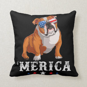 Coussin Merica Dog 4 juillet USA American Flag Français B