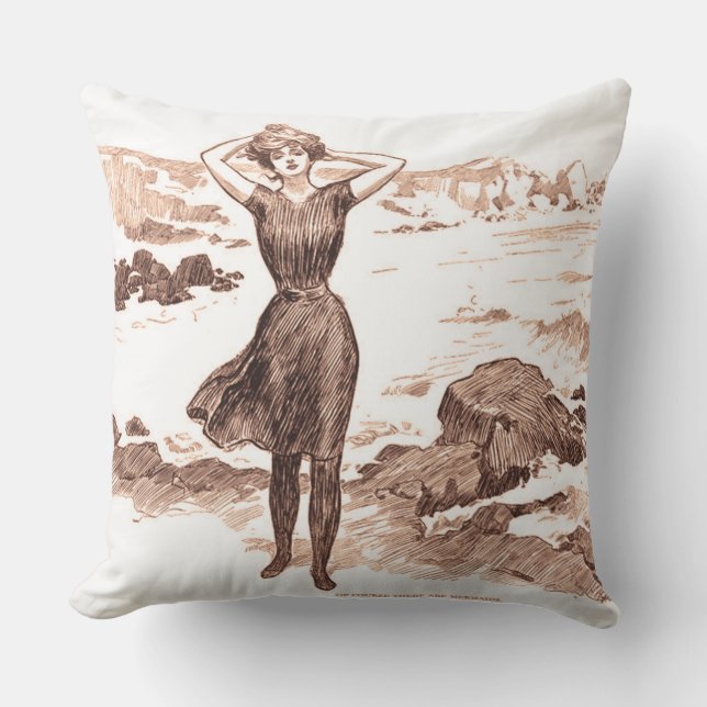 Coussin Mermaid Beach Gibson Girl Victorian Antique (Recto)
