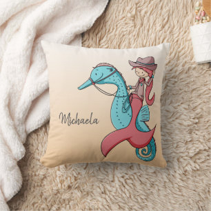 Coussin Mermaid Cowgirl Turquoise Fantaisiste