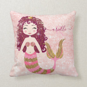 Coussin Mermaid rose Gold Parties scintillant Baby Girl No