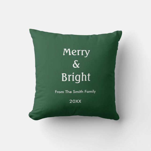 Coussin Merry And Bright Christmas Hunter Green Gift Decor (Recto)