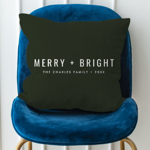 Coussin Merry and Bright   Stylish Dark Green Christmas