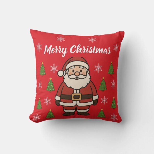 Coussin Merry Christmas Cartoon Santa Claus Fun Red (Recto)