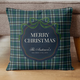 Coussin Merry Christmas Classic Preppy Tartan Plaid