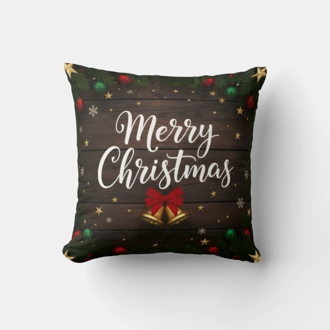 Coussin Merry Christmas Festive Holiday Throw Pillow (Recto)