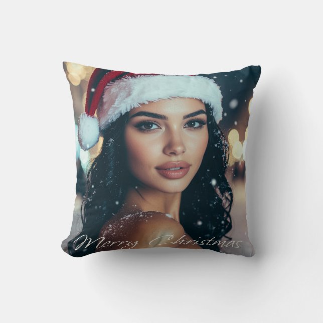Coussin Merry Christmas - Santa Girl (Recto)