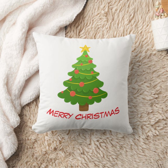 Coussin Merry Christmas Tree Throw Pillow (Couverture)