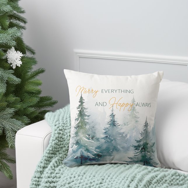 Coussin Merry Everything Happy Always Winter Trees (Merry Everything Happy Always Winter Trees Throw Pillow)