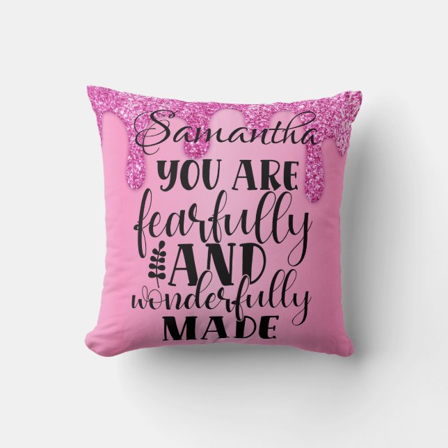 Coussin Merveilleusement Made Bible Citation Pink Parties  (Recto)