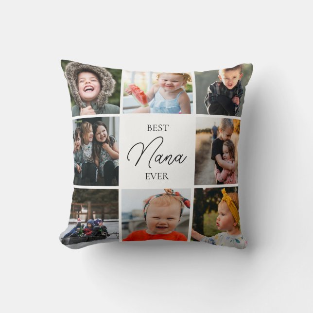 Coussin Message de collage photo Best Nana Ever 8 (Recto)