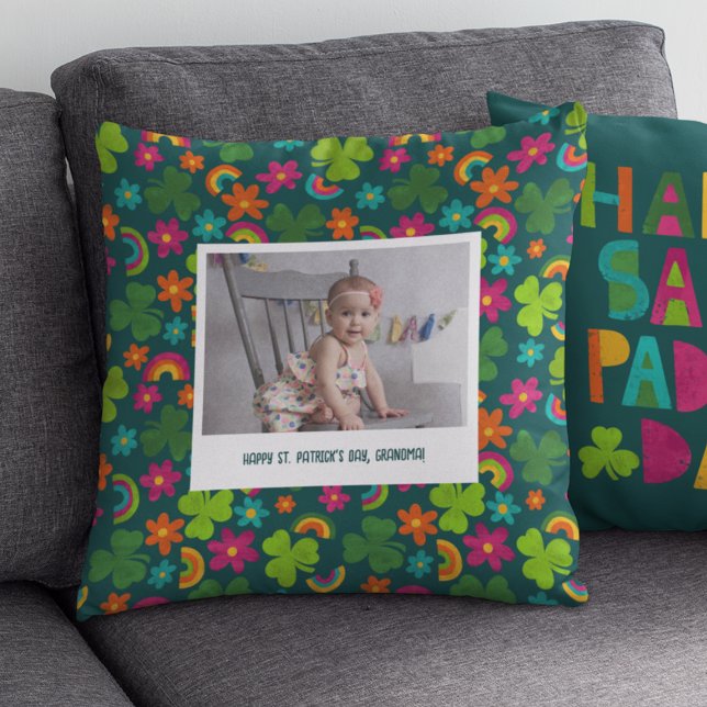 Coussin Message et photo personnalisés de la Saint Patrick (Créateur téléchargé)