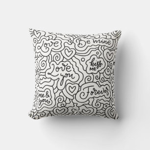 Coussin Message imprimé valentines jour blanc lancer oreil