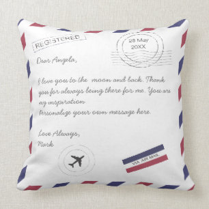 Coussin Message personnalisé de la lettre de courrier aéri