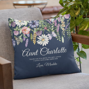 Coussin Message Personnalisé De Tante De Fleurs sauvages D