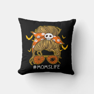 Coussin Messy Hair Bun Maman Vie Halloween éffrayant