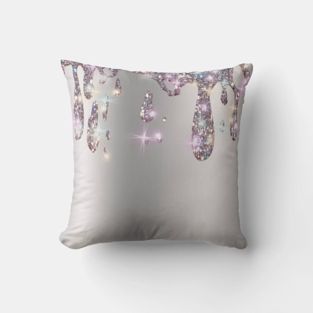 Coussin *~* Metallic AP7 PARTIES SCINTILLANT de goutte gri (Recto)
