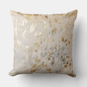 Coussin métallisé à motif cuir de vache doré