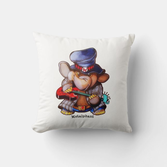 Coussin Metalphant avec la guitare et le logo - blanc (Recto)