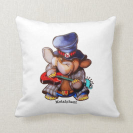 Coussin Metalphant avec la guitare et le logo - blanc
