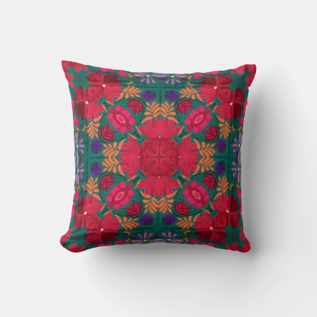 Coussin mexican textile flowers (Recto)