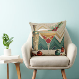 Coussin Mi-Siècle Cocktail de Noël Fête Happy Hour