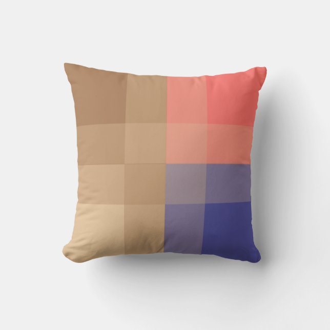 Coussin Mi-siècle méga plaid - cacao et corail (Recto)