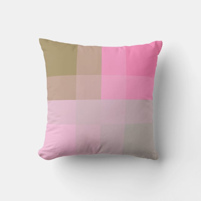 Coussin Mi-siècle mega plaid - gris / gris & rose (Recto)