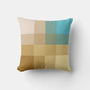 Coussin Mi-siècle méga plaid - tan & turquoise