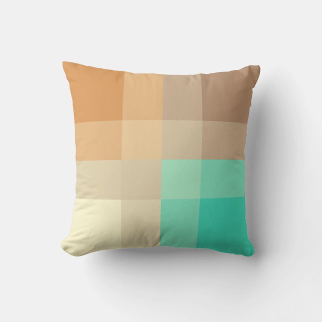 Coussin Mi-siècle méga plaid - tan & turquoise (Recto)