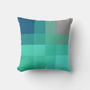 Coussin Mi-siècle mega plaid - turquoise & gris
