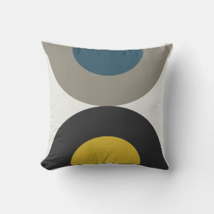 Coussin Mi-siècle moderne bleu jaune Gunmetal
