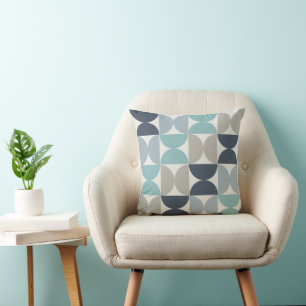 Coussin Mi-siècle moderne bleu vert et gris